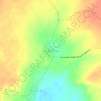 Mapa topográfico La Encantada, altitude, relevo