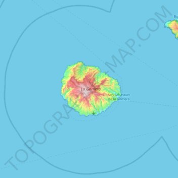 Mapa topográfico La Gomera, altitude, relevo