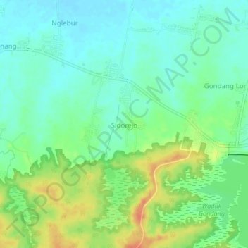 Mapa topográfico Sidorejo, altitude, relevo