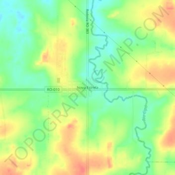 Mapa topográfico Nova Estrela, altitude, relevo