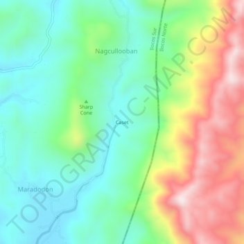 Mapa topográfico Caset, altitude, relevo