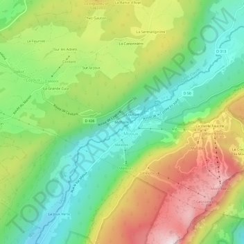 Mapa topográfico Michaille, altitude, relevo