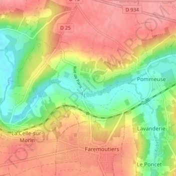 Mapa topográfico Tresmes, altitude, relevo