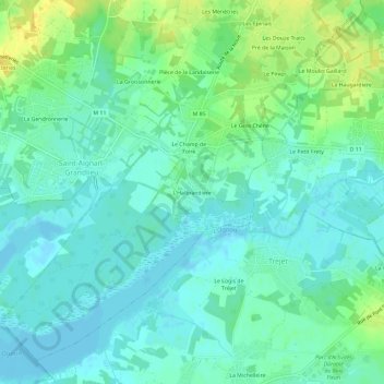 Mapa topográfico L'Halbrandiere, altitude, relevo