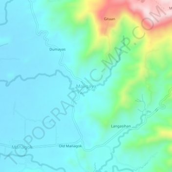 Mapa topográfico Maligaya, altitude, relevo