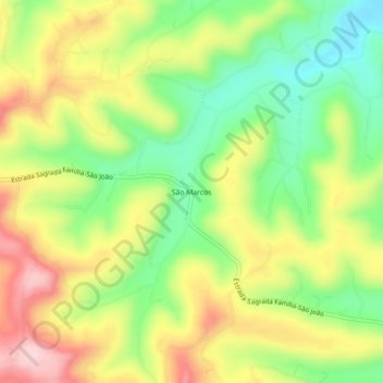 Mapa topográfico São Marcos, altitude, relevo