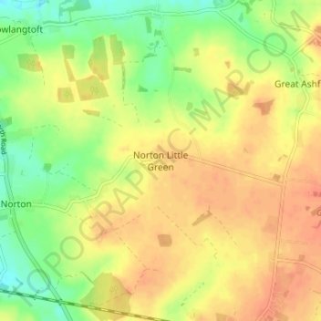 Mapa topográfico Norton Little Green, altitude, relevo