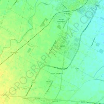 Mapa topográfico Cento, altitude, relevo
