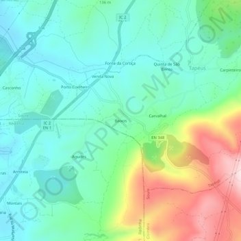 Mapa topográfico Baixos, altitude, relevo