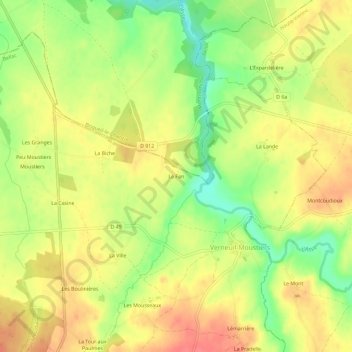 Mapa topográfico Le Fan, altitude, relevo