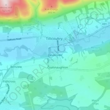 Mapa topográfico Devonside, altitude, relevo