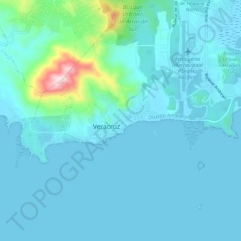 Mapa topográfico Veracruz, altitude, relevo