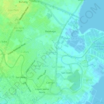 Mapa topográfico Banuyao, altitude, relevo