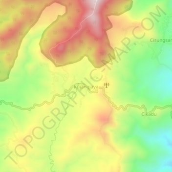 Mapa topográfico Kujangjaya, altitude, relevo