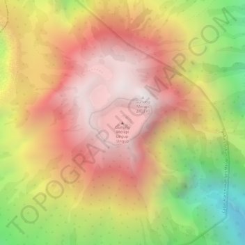 Mapa topográfico Merapi Volcano, altitude, relevo