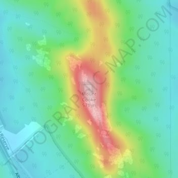 Mapa topográfico Mount Cooke, altitude, relevo