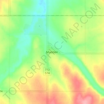 Mapa topográfico Madden, altitude, relevo