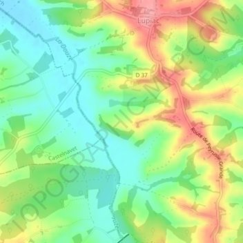 Mapa topográfico Coucuron, altitude, relevo