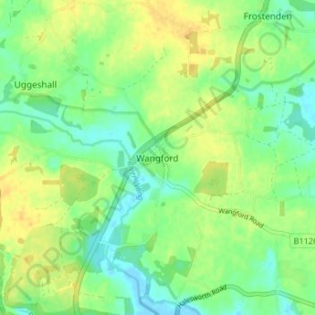 Mapa topográfico Wangford, altitude, relevo