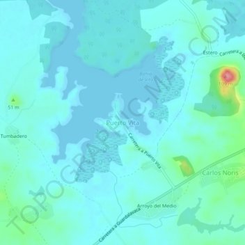 Mapa topográfico Puerto Vita, altitude, relevo