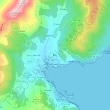 Mapa topográfico Baño, altitude, relevo
