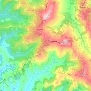 Mapa topográfico Fiano, altitude, relevo