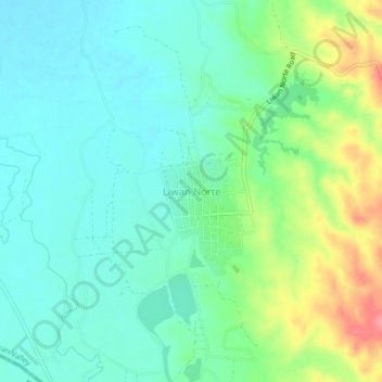 Mapa topográfico Liwan Norte, altitude, relevo
