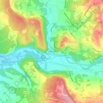 Mapa topográfico Lumières, altitude, relevo
