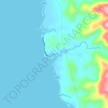 Mapa topográfico Logero, altitude, relevo