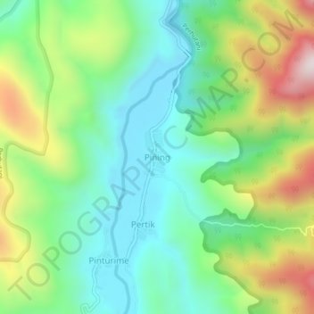 Mapa topográfico Pining, altitude, relevo