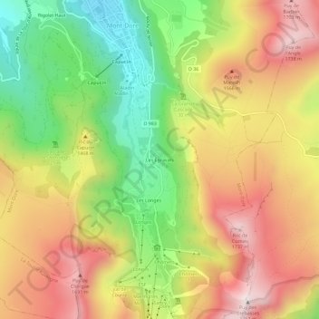 Mapa topográfico Les Égravats, altitude, relevo