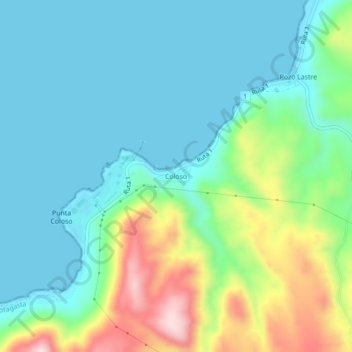 Mapa topográfico Coloso, altitude, relevo