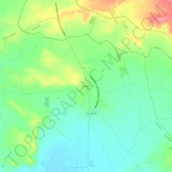 Mapa topográfico Callén, altitude, relevo