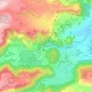 Mapa topográfico Le Marais, altitude, relevo