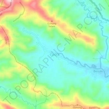 Mapa topográfico Cidora, altitude, relevo