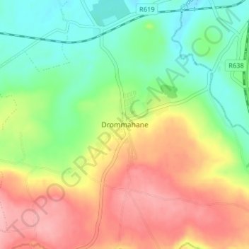 Mapa topográfico Drommahane, altitude, relevo