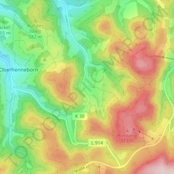 Mapa topográfico Oberrarbach, altitude, relevo