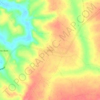 Mapa topográfico Viola, altitude, relevo