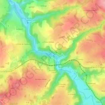 Mapa topográfico La Roche Etroite, altitude, relevo