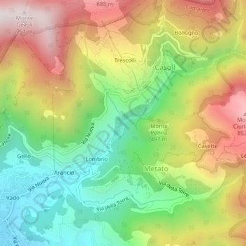 Mapa topográfico Candalla, altitude, relevo