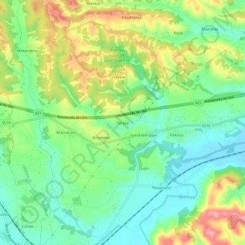 Mapa topográfico Ceresa, altitude, relevo