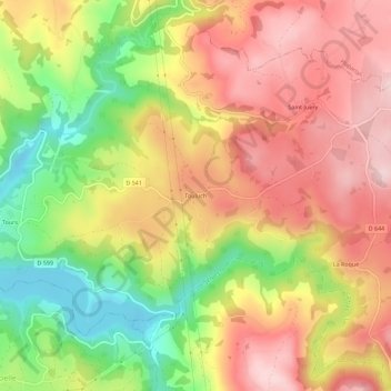 Mapa topográfico Touluch, altitude, relevo