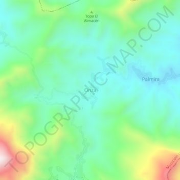 Mapa topográfico Onza, altitude, relevo