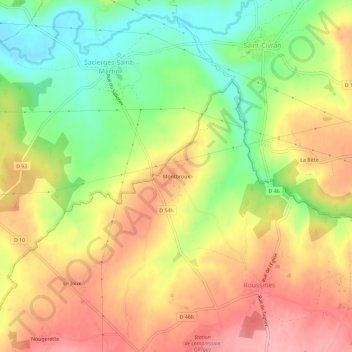Mapa topográfico Montbroux, altitude, relevo