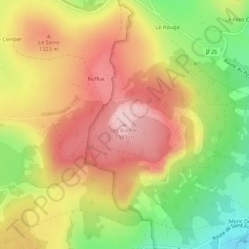 Mapa topográfico Les Roches, altitude, relevo