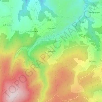 Mapa topográfico Viallevielle, altitude, relevo