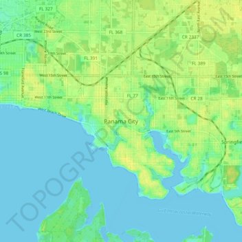 Mapa topográfico Panama City, altitude, relevo