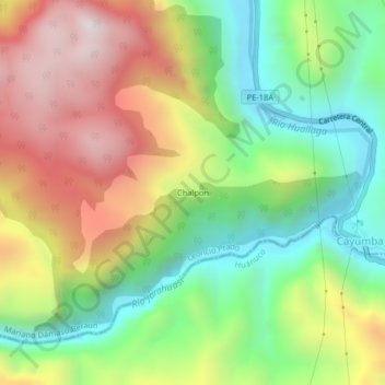 Mapa topográfico Chalpon, altitude, relevo