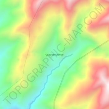 Mapa topográfico Guadual Grande, altitude, relevo