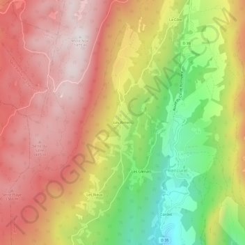 Mapa topográfico Les Rimets, altitude, relevo